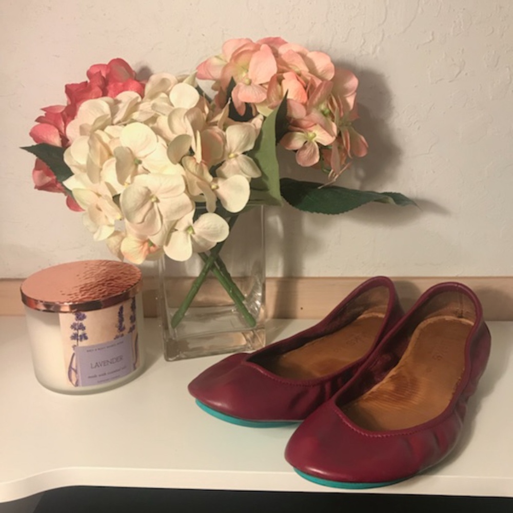 Burgundy Tieks size 10